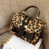 leopard crossbody bags for women with zipper decoration ladies chain handbags and purses patent leather small shoulder bag