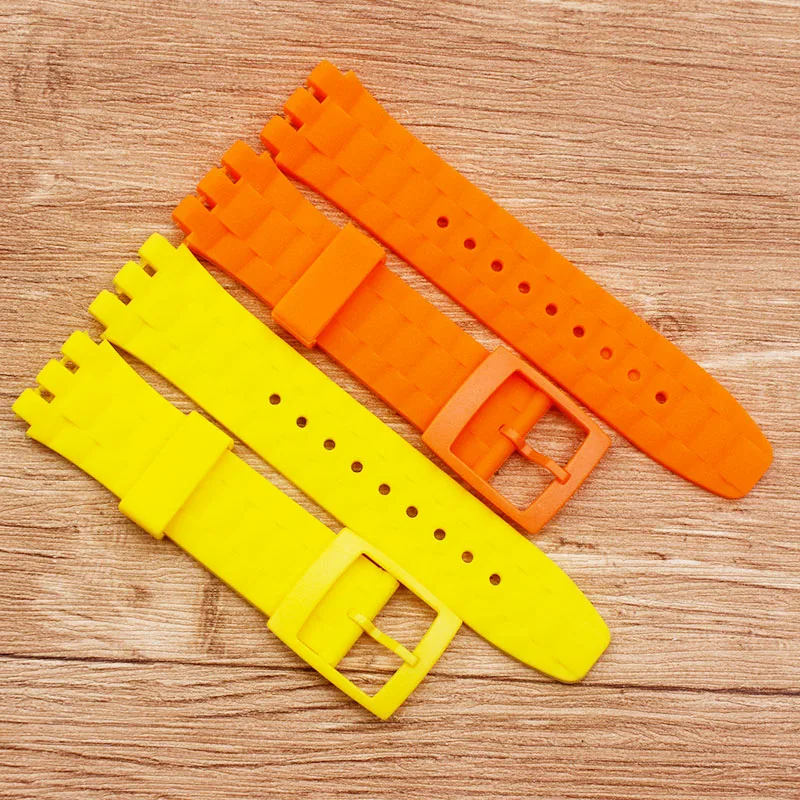 Аксессуары для часов силиконовый ремешок 21 мм Пряжка с язычком Swatch SUUB101 SUUW101 SUUO100