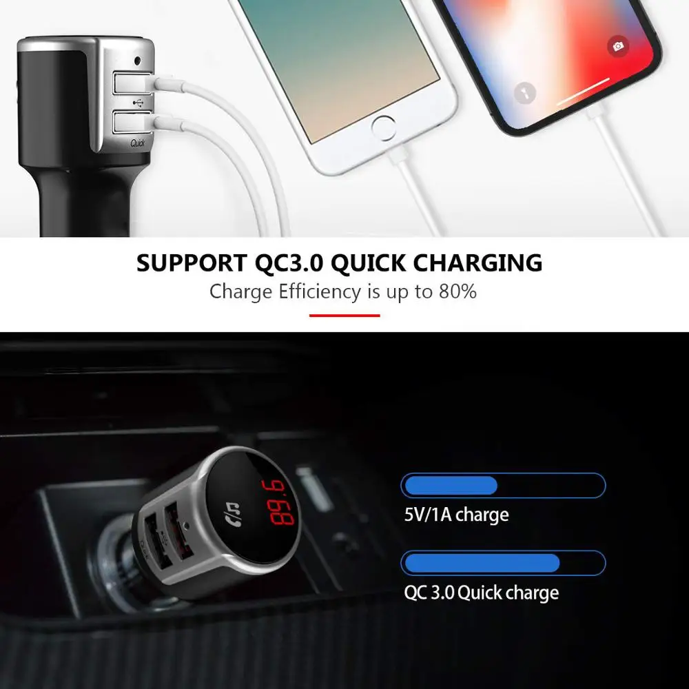 Автомобильный Bluetooth FM передатчик Jilang беспроводной радиоадаптер музыкальный MP3