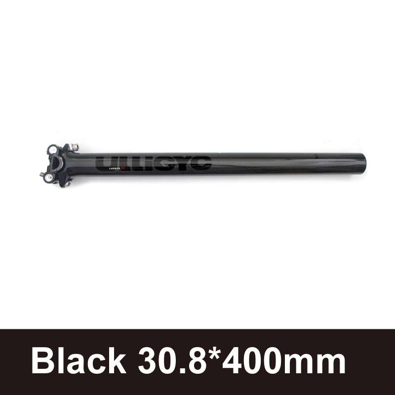 Black 30.8X400mm Ullicyc труба из углеродистого волокна 3 K полностью из углеродного волокна, подседельный штырь для горного велосипеда Красочные горы/дорожный велосипед велосипедные стойки для сидения 27,2/30,8/31,6*350/400 мм - Цвет: Black 30.8X400mm