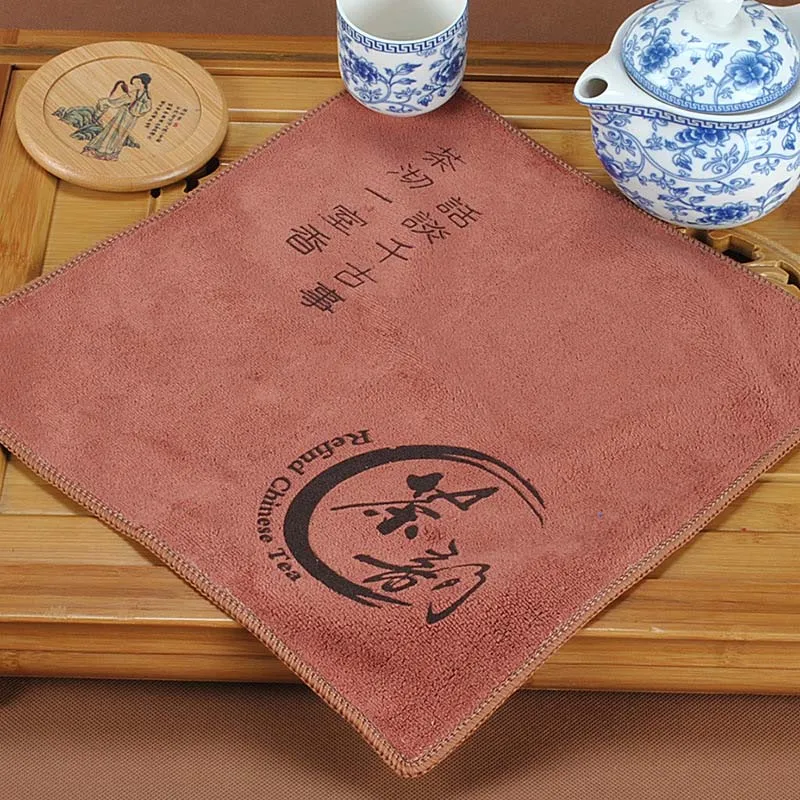 coffee Чайные полотенца из сверхтонкого волокна, ткань для чая, хороший подарок, чайные салфетки 30*30 см, впитывающий крепкий чайный набор, аксессуары, 1 шт - Цвет: coffee