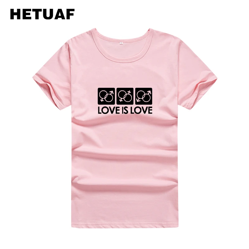 HETUAF Love Is Love Graphic Tees Women Printed Verano 2018 Couple T Shirt for Lovers Novelty Ulzzang Fashion T-shirt Women Tops