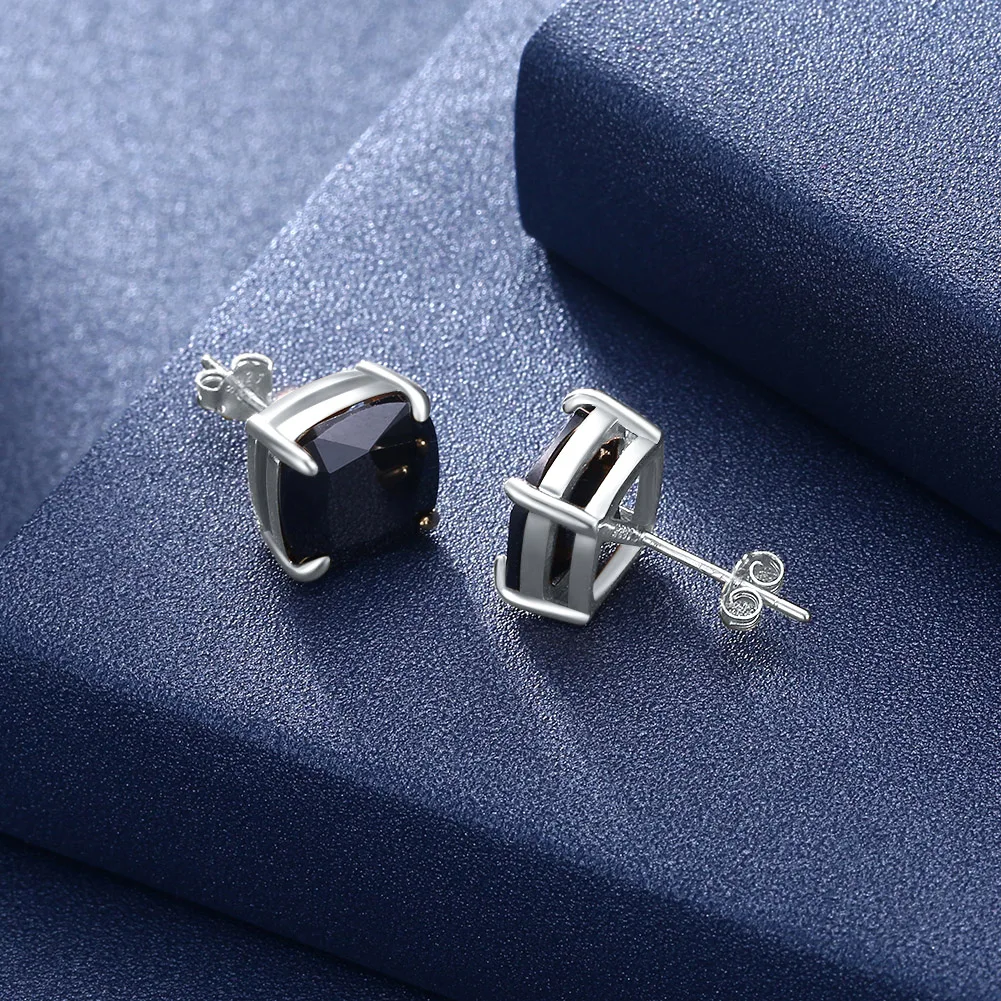Женские квадратные серьги гвоздики из серебра 925 пробы 3 цвета с кубическим