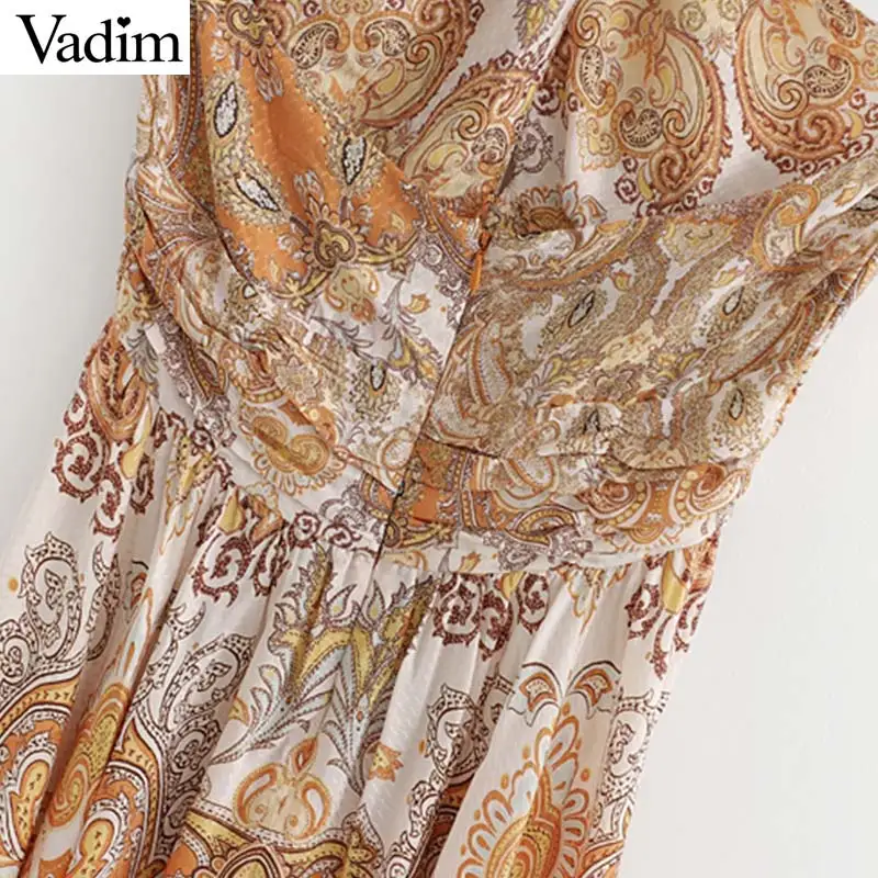 Vadim женское винтажное платье миди с принтом бантиком и без рукавов нерегулярные