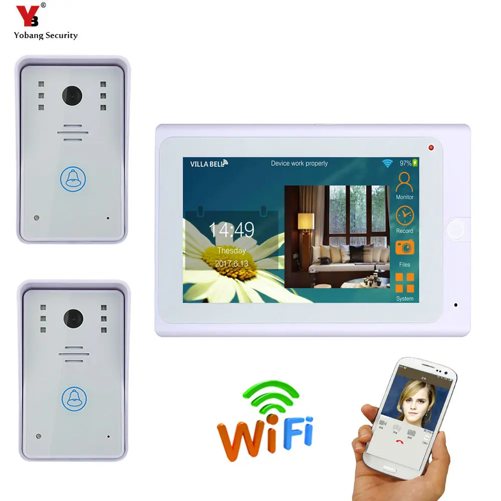 Yobang безопасность WIFI 7 дюймов LCD беспроводной видео домофон система Android IOS