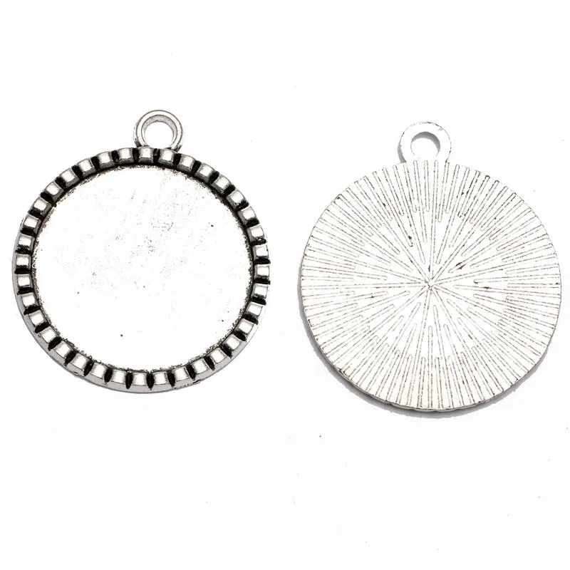10pcs filigree cameo cabochon 25mm base pendant tray Glass Cabochon Base Setting DIY Jewelry Making Findings Components B | Украшения и