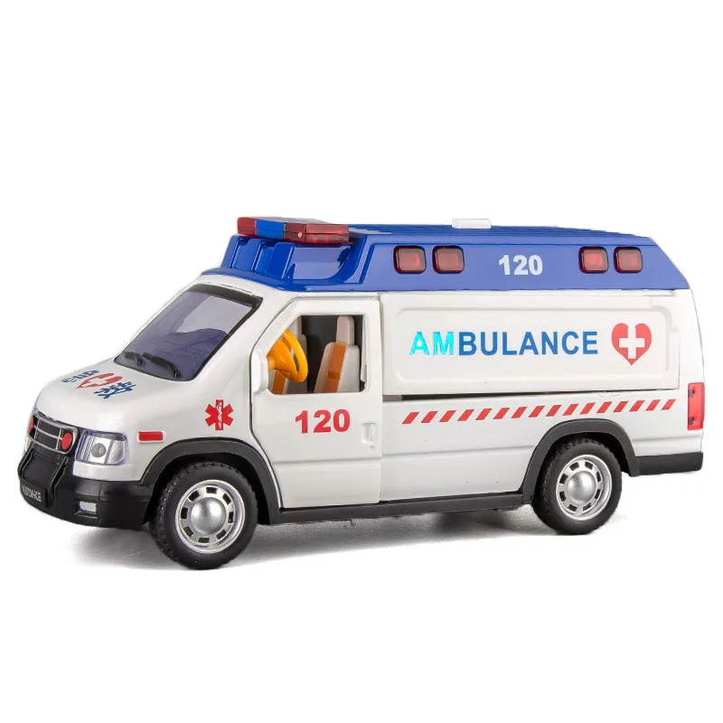 W85001 no box 1:24 семья Забавный сплав звук и светильник Модель скорой помощи автомобиль в Китае/скорая помощь, литой аварийно-спасательный автомобиль игрушка для детей - Цвет: W85001 no box