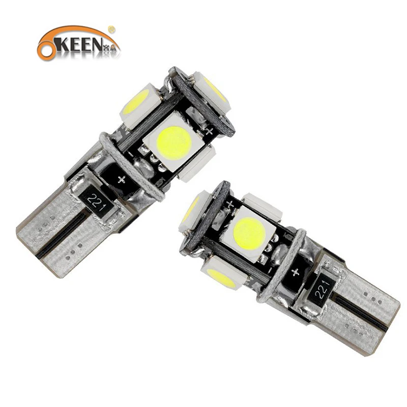 OKEEN 2 шт. T10 Canbus Белый 5smd 5050 светодиодный Автомобильный свет W5w 194 168 лампочки ошибки