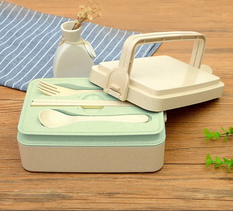 Японский пшеничный соломенный Bento Box студенческий многослойный портативный контейнер для еды Ланч-бокс для детей микроволновые палочки для еды+ вилка+ ложка