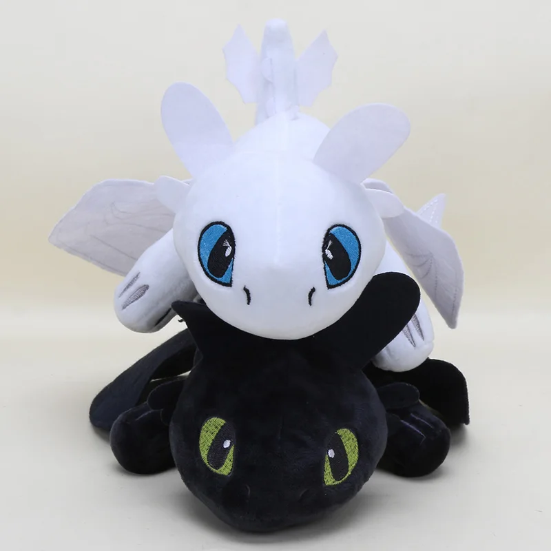 2pcs 35cm 33cm 35 см 33 см 2 шт./компл. белый Беззубик», футболка с изображением героев мультфильма «Как приручить Dragon3 плюшевый светильник ярости NIGHT Fury плюшевый игрушка - Цвет: 2pcs 35cm 33cm