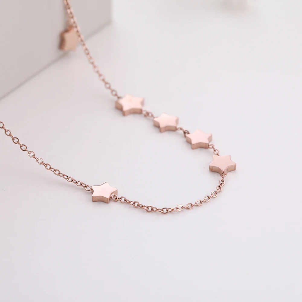 Teamer Long Stainless Steel Necklace Color Star Charm Pendant For Women Fashion Jewelry Best Gifts Friend | Украшения и