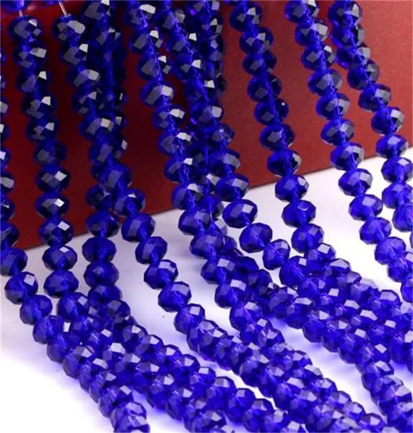 royal blue 4/6/8/10 мм жемчужные украшения из бисера камушки-бусинки Rondelle, австрийский кристалл, с украшением в виде кристаллов Стекло бусины, бусины с большим отверстием, круглые бусины из смолы для DIY браслет ювелирных изделий - Цвет: royal blue