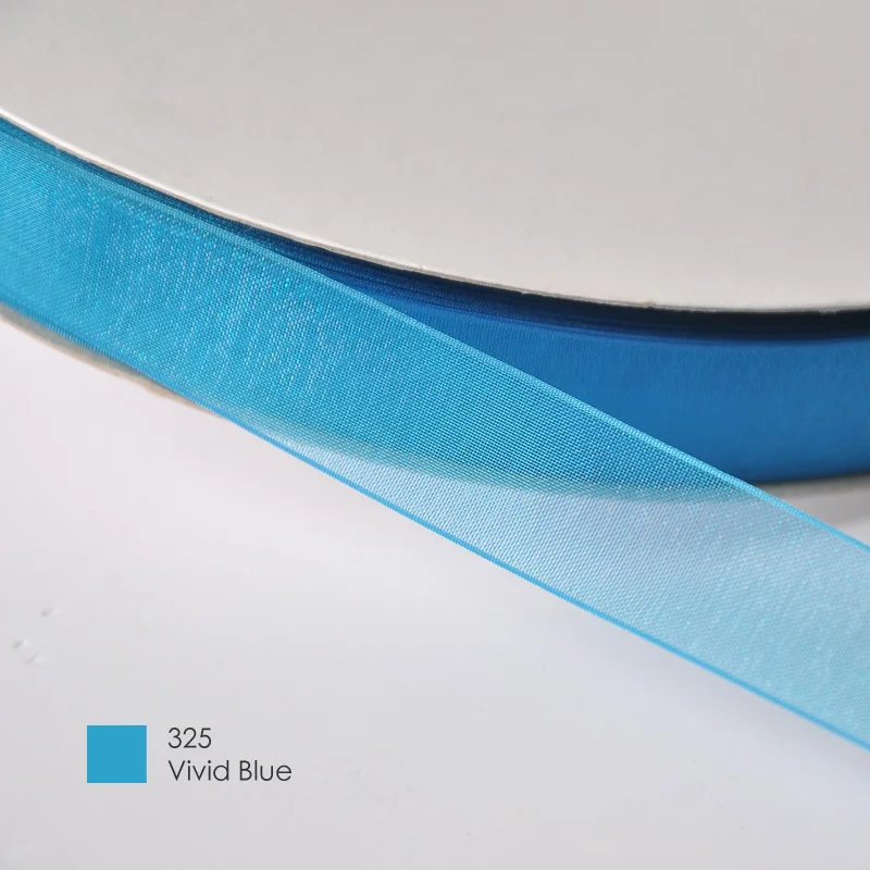 bibid blue 325 Яма Прозрачная Шелковая лента из органзы 9 13 16 19 мм 200 ярдов черный белый красный синий фиолетовый подарок Свадебная Упаковка праздничные ленты - Цвет: bibid blue 325