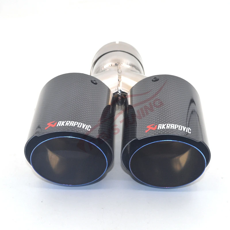 ID: 51 мм 54 57 60 63 66 70 76 Car синий Утомленные Сталь akrapovic двойной углеродного волокна