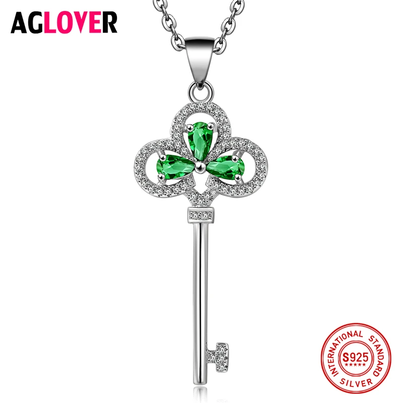 Женское Ожерелье брелок AGLOVER из серебра 925 пробы с фианитом|jewelry necklace|jewelry fashion