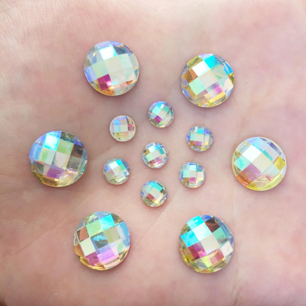 Белый многоразмерный Блестящий AB круглый плоский задник Стразы скрапбук Сделай