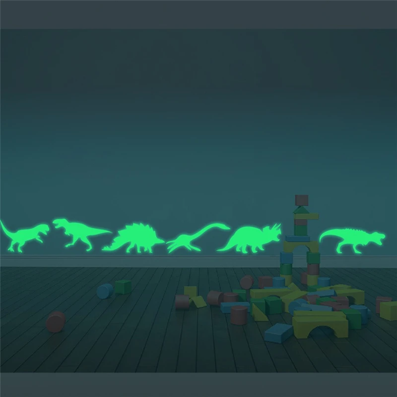 

9Pcs/lot Fluorescent Wall Stickers Kids Room Decoration Plastic Glow In The Dark Star Dinosaur Wall Stickers for Kids Rooms