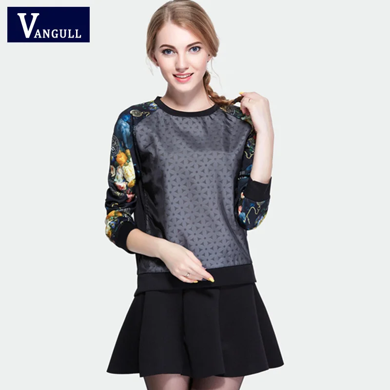 VANGULL/женские толстовки с капюшоном и цветочным принтом Юбка из двух частей