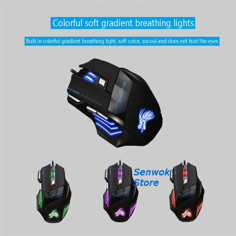 Лучший подарок оптическая компьютерная мышь rgb Проводная игровая 7d usb мышь дешевая цена 7 кнопок usb светодиодное освещение игровая мышь