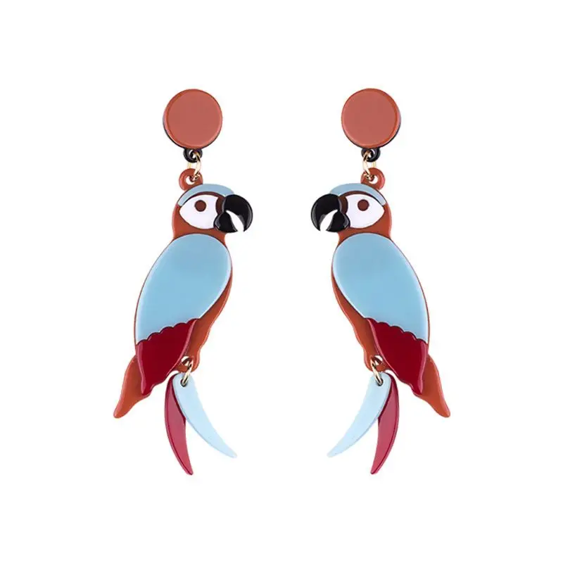 Acrylic Earrings Colorful Parrot Bird Drop Earrings Stand Out Summer Fashion Jewelry Punk Exaggerated Colorful