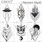 Водостойкие треугольные татуировки с волком, женские, на руку, космический корабль, временная татуировка, мужские, геометрические, космические корабли, дерево, фальшивые татуировки ромб