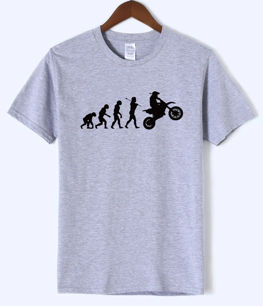 gray 1 Dirtbike с изображением процесса эволюции и мотокросса мужская футболка Летняя Повседневная модная мужская футболка хлопок высокое качество короткий рукав футболки - Цвет: gray 1