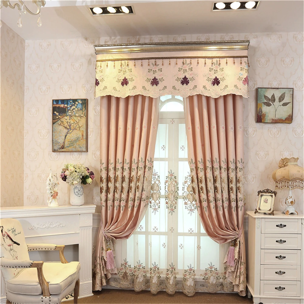 

Custom-made luxury European classic embroidery full shade curtains for living room with high-grade Voile Curtain for bedroom