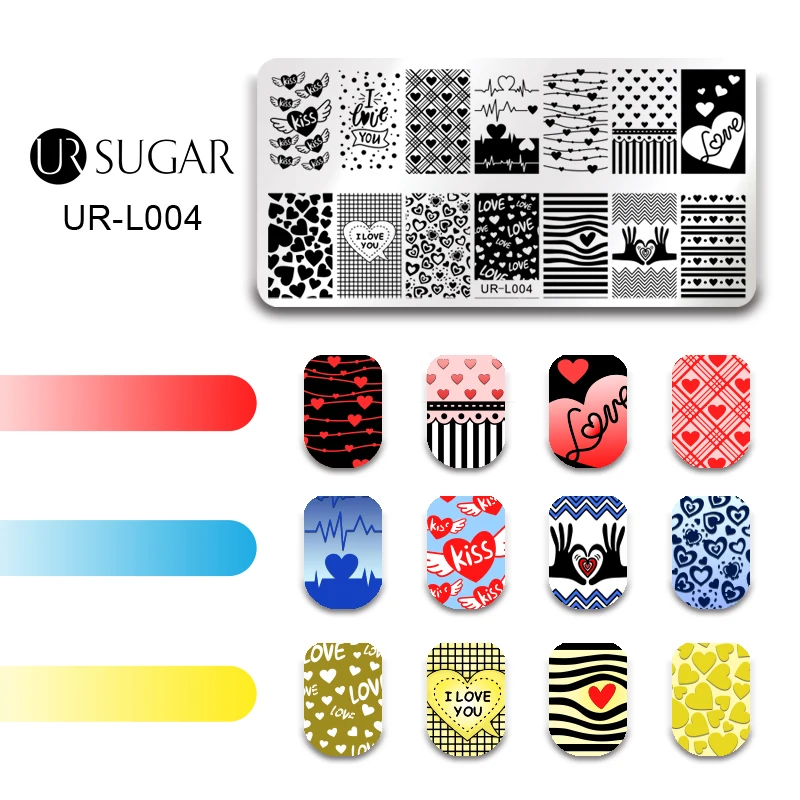 UR SUGAR 5 шт. День Святого Валентина любовь животное штамповка для ногтей пластина