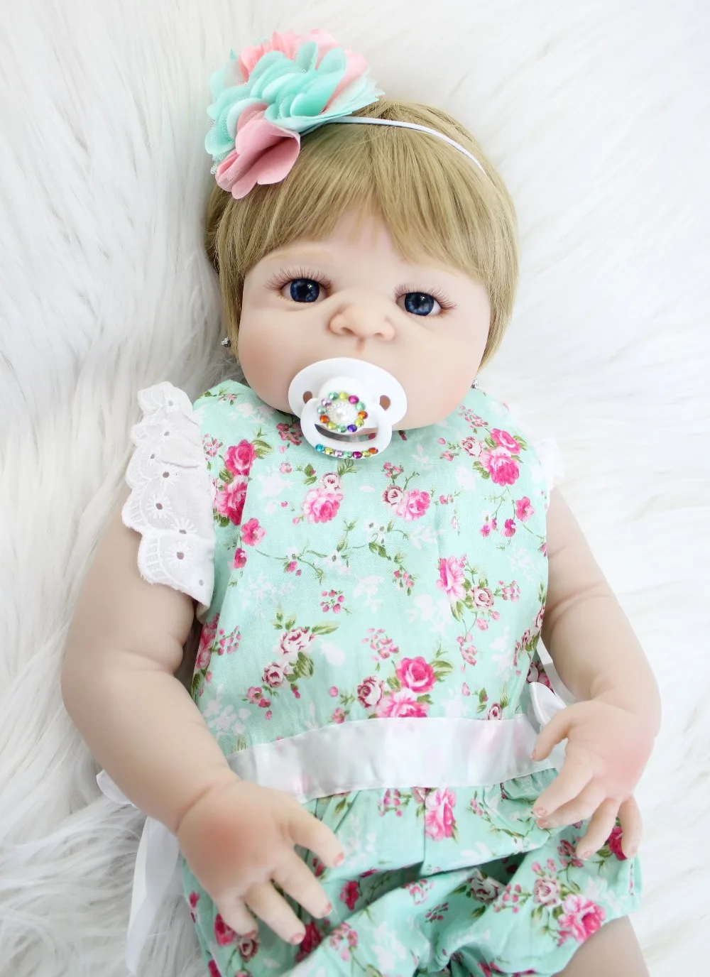 55 см полный силикона Reborn Baby Doll как настоящие виниловые сладкий Новорожденный