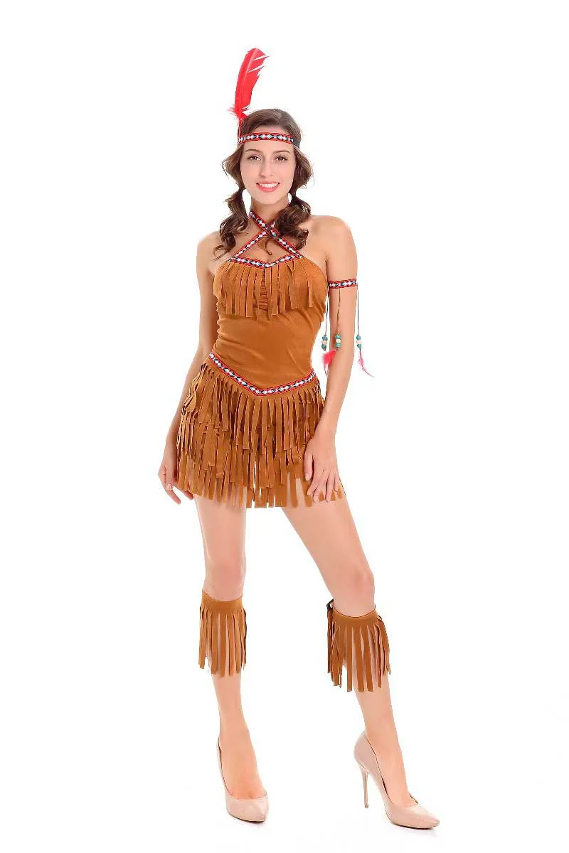 Пикантные женские Индийский Родной костюм для взрослых на Хэллоуин Хэллоуина