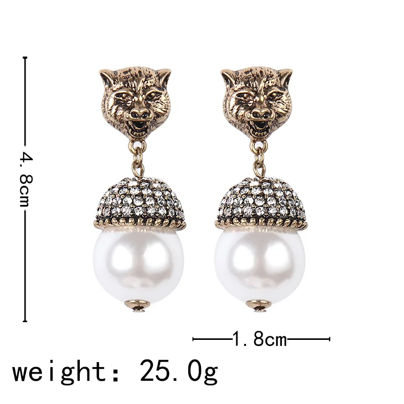 welback fashion natural round pearl rarrings gold animal earrings womens new design diy earrings 2018 cc brand jewelry hot sale free global shipping