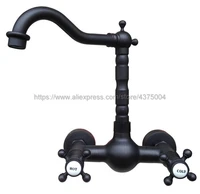 dual cross handles wall mounted oil rubbed bronze hotcold bathroom kitchen basin sink swivel faucet mixer tap nnf525