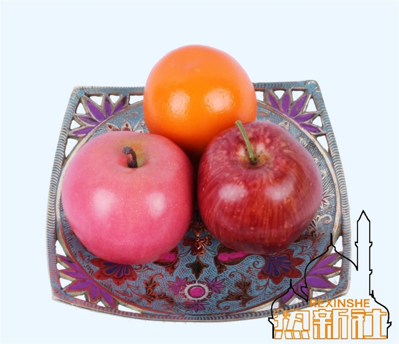 Индийский Пакистан медная бронза ручная резьба окрашенные фрукты конфеты