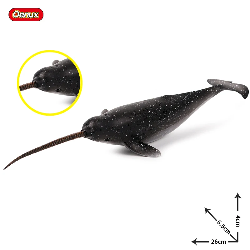 Narwhal Oenux, новинка, морская жизнь, морские животные, мегалодон, Кит, большая акула, модель, фигурка, ПВХ, Акула, фигурки животных, игрушки, детский подарок - Цвет: Narwhal