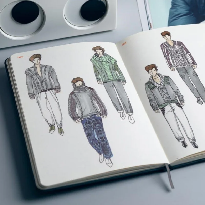 А5 мужская версия модный дизайн Sketchbook с 400 шаблонов и модных словаря|Записные