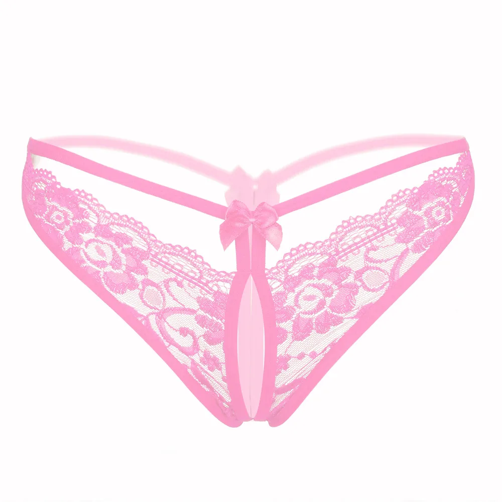Pink Женское сексуальное нижнее белье, трусики с открытой промежностью, Горячая Эротика, порнография, кружевное нижнее белье с вырезами, прозрачная сексуальная одежда, бикини, трусики-танга - Цвет: Pink