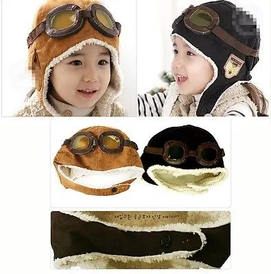 fashion Winter Fall Toddler Boy Girl Kids Black Brown Pilot Aviator Warm Cap Hat Beanie | Детская одежда и обувь