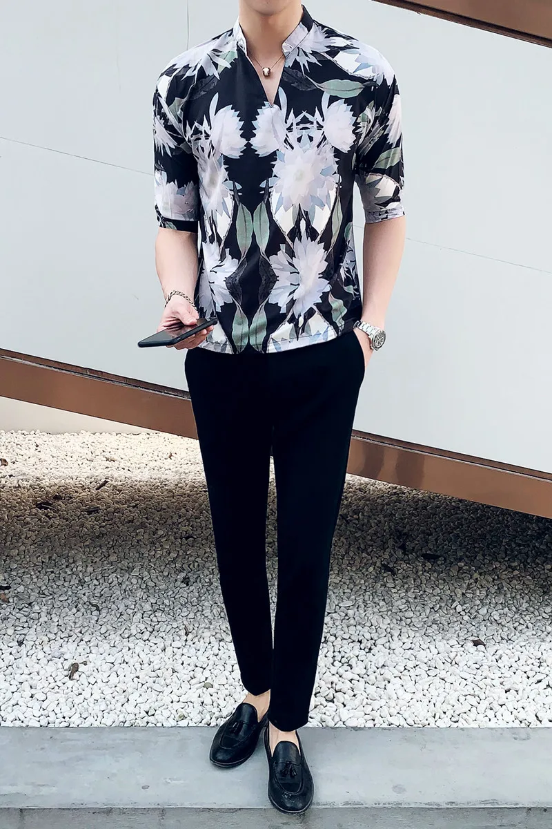 Хлопковые мужские Гавайские рубашки пуловер повседневные Camisa Masculina пляжные с