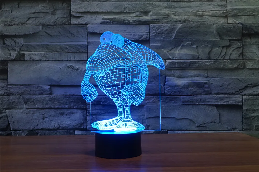 Ночсветильник Shark Man 3D с дистанционным выключателем USB 7 цветов настольная лампа