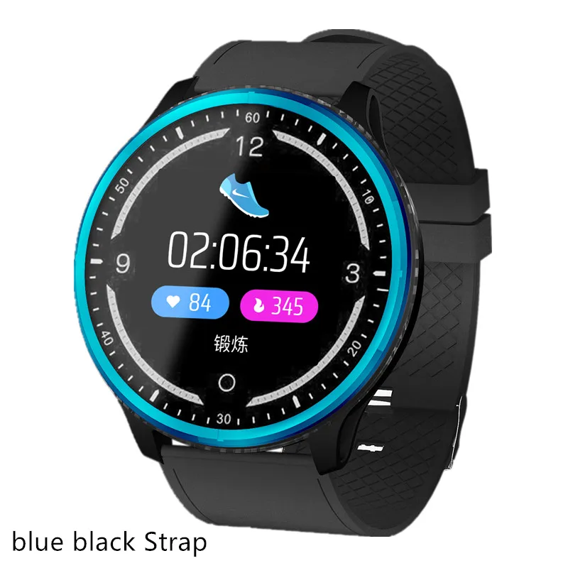 blue black Strap P69 Смарт-часы для мужчин, умные часы, счетчик шагов, фитнес-трекер, датчик сердечного ритма, IP68 водонепроницаемый браслет для Android IOS PK L5 - Цвет: blue black Strap