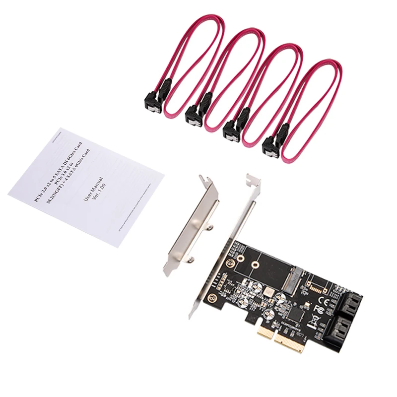 Плата контроллера PCI Express SATA 3 адаптер PCIE M2 M.2 NGFF 4 порта III 6 элементов карта