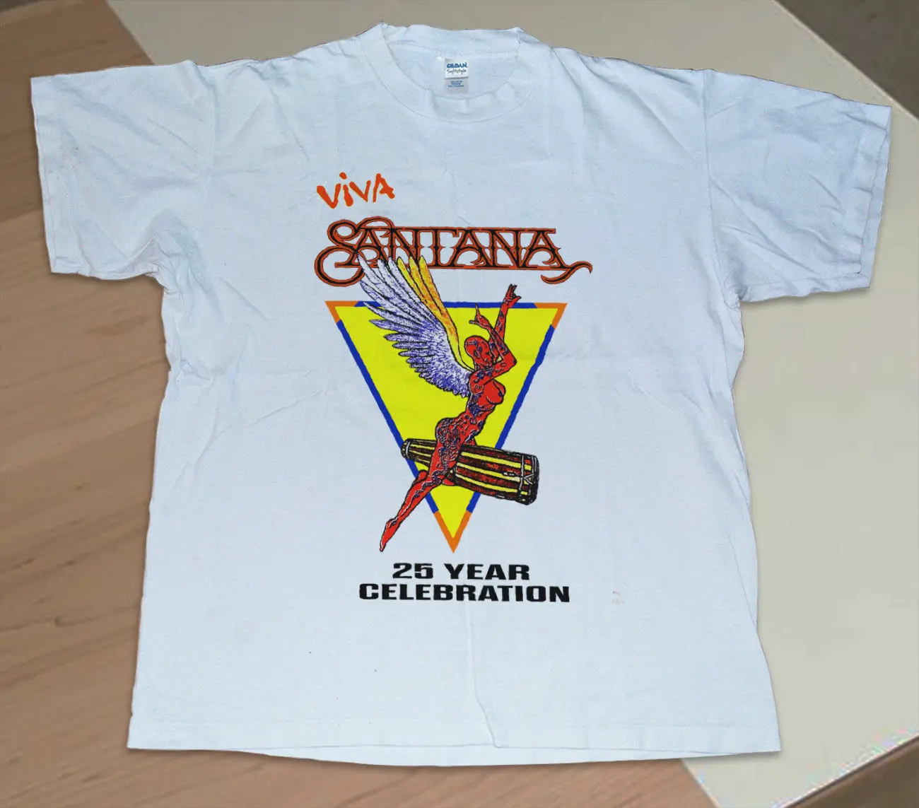 Винтаж 1988 Viva Сантана футболка 80 s Бумага тонкий белый концерт Перепечатка