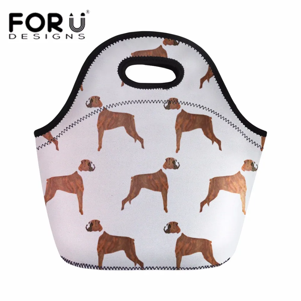 

FORUDESIGNS Lunch Bag for Kids Girls Boxer Dog Handle Bags Women Lunch Tote Insulated Thermal Storage Neoprene Food Box Bolsa