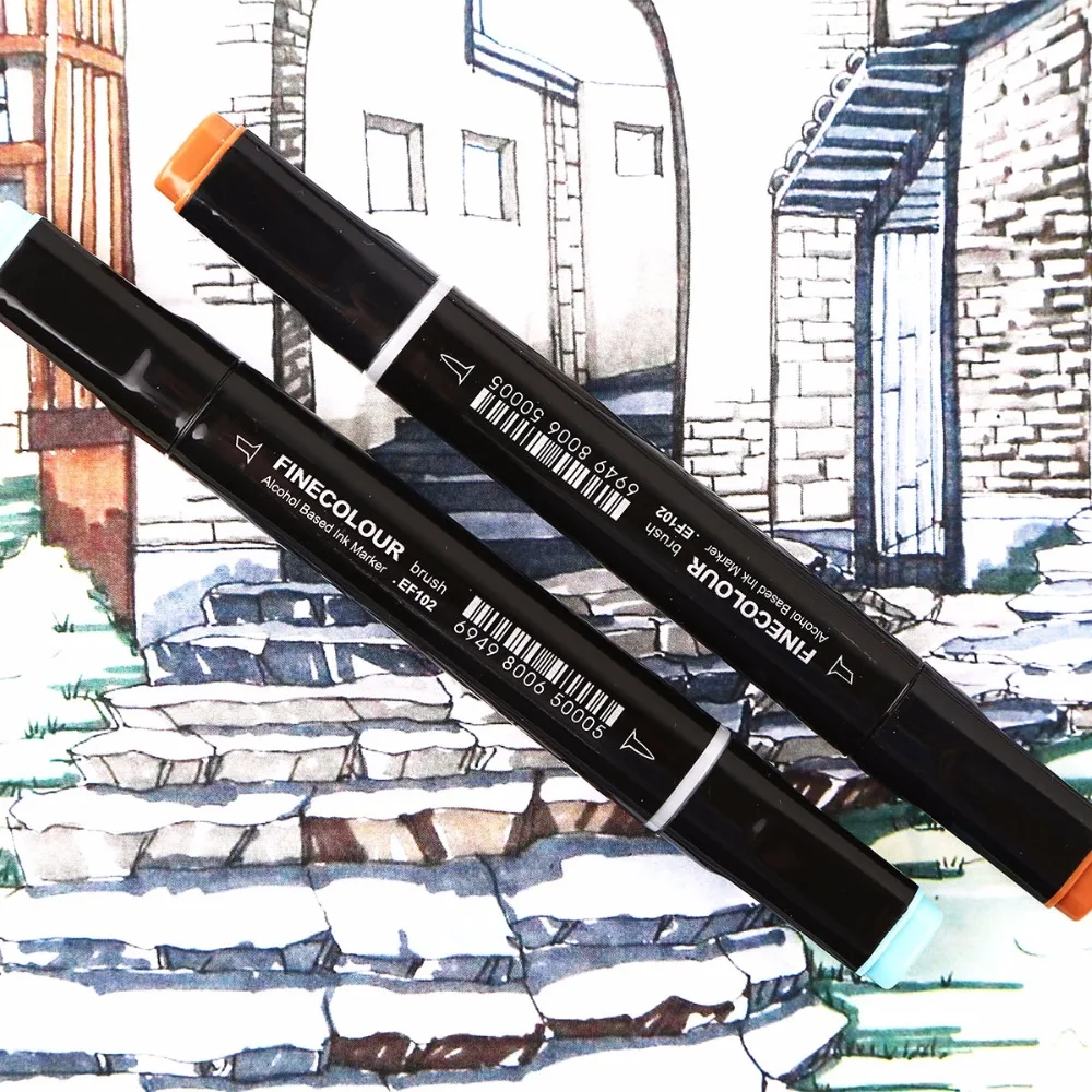 Finecolour EF102 щетка серого художественный маркер гибкий мягкий наконечник ручки 5/8/55 двухслойный чехол для смартфона с принтом Прохладный/теплый белый/натуральный/тон Серый маркеры нарисовать Render