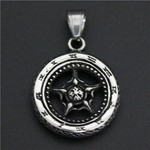 316L нержавеющая сталь руль подвеска Мотор Байкер в форме Шины Мужская Мода |