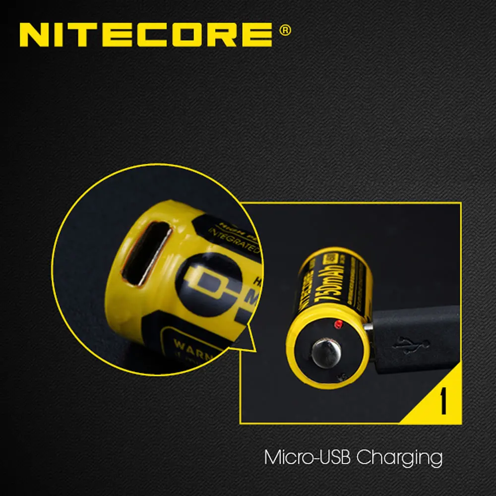 TOPSALE NITECORE NL1475R 750mAh14500 Высокая Производительность микро-USB литий-ионная аккумуляторная батарея 2.7Wh Кнопка Верхняя защищенная батарея