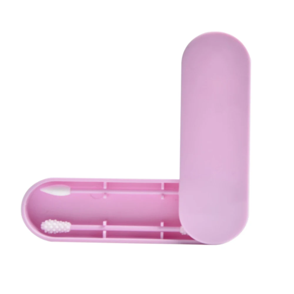 Deep pink 2 шт хлопок двуглавый уход за ребенком тампон многоразовые Хлопковые Тампоны силиконовые очистительные тампоны палочки ушные стержни - Цвет: Deep pink