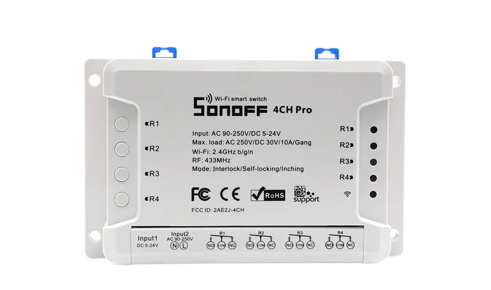 SONOFF 4CH Pro R2 Wifi Пульт дистанционного управления светильник выключатель питания RF 433mHz многоканальный 4 банд способ для модули для автоматизации умного дома