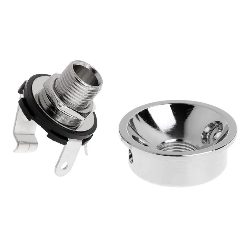 for 6.35mm Plug Electrosocket TL Silver Electric Guitar Chrome Socket Jack Plate | Обустройство дома