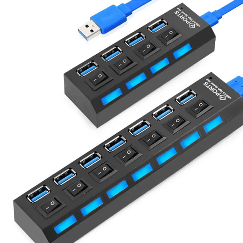 USB 3 0 концентратор 4/7 портов портативный микро с адаптером питания для ПК